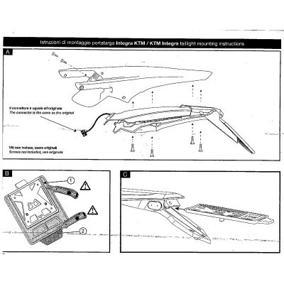 Kennzeichenhalter / Rücklicht für KTM EXC 17-19 mit Integra system Schwarz